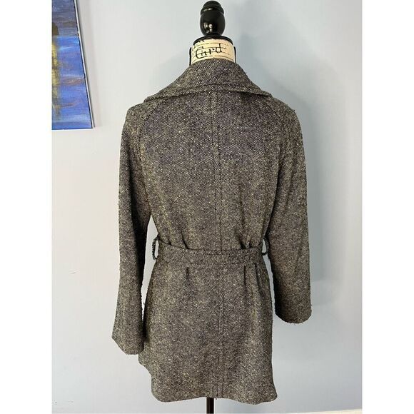 Old Navy Women Medium Grey Wool Blend Double Breasted Peacoat Trench Coat Jacket - Picture 8 of 8